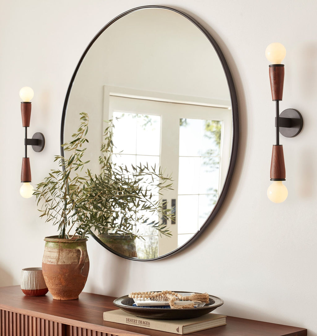 NovaEra Retro Wall Lamp With Solid Brass Body And Walnut Or White Oak Finish