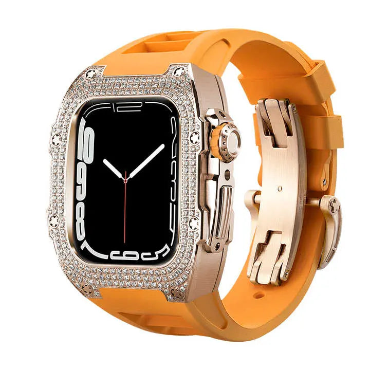 Titanium Adorned Case & Silicone Band for Apple Watch