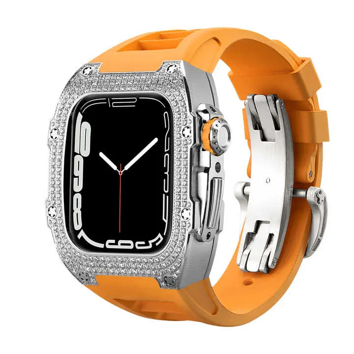Titanium Adorned Case & Silicone Band for Apple Watch