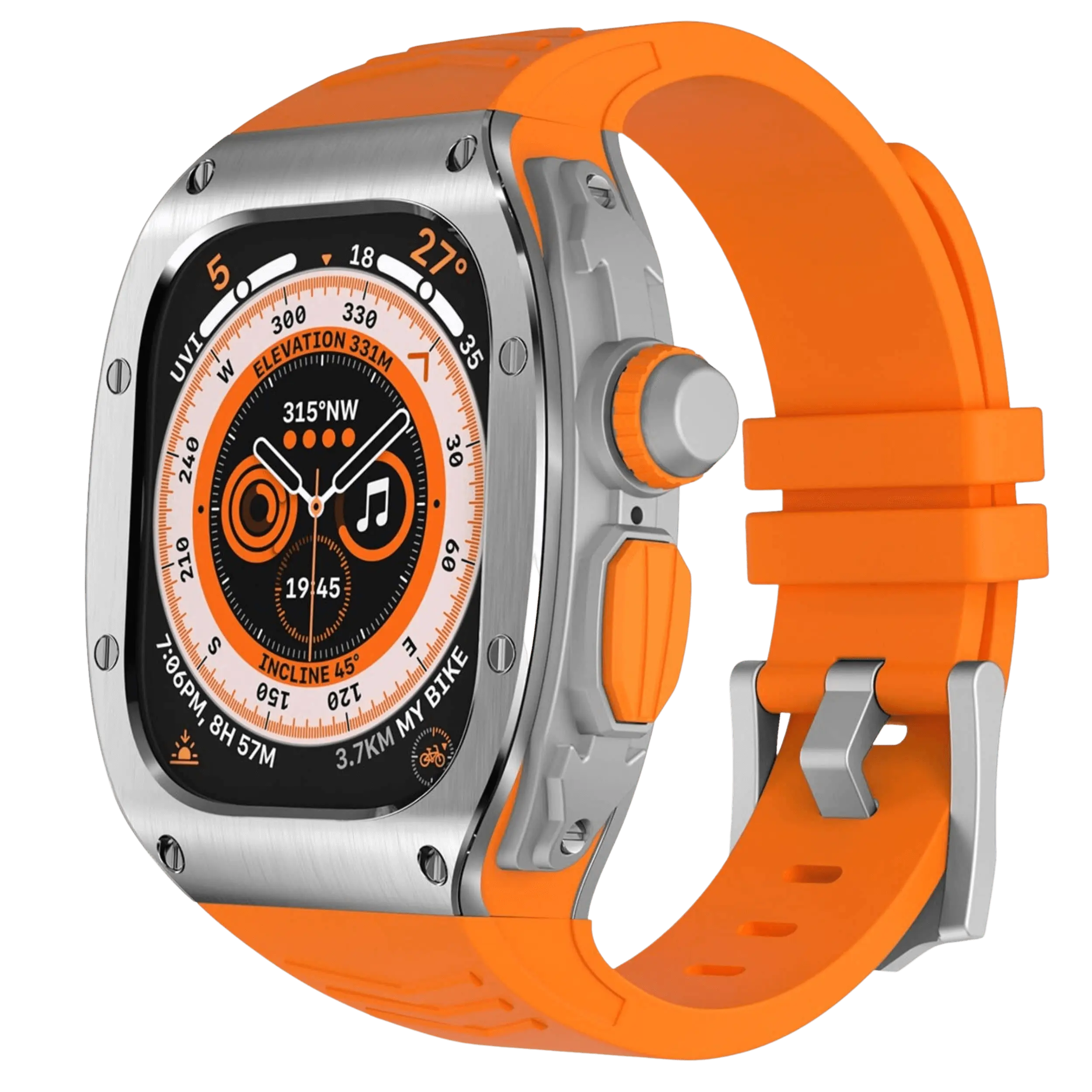 Rustfritt stål-etui og silikonrem for Apple Watch Ultra