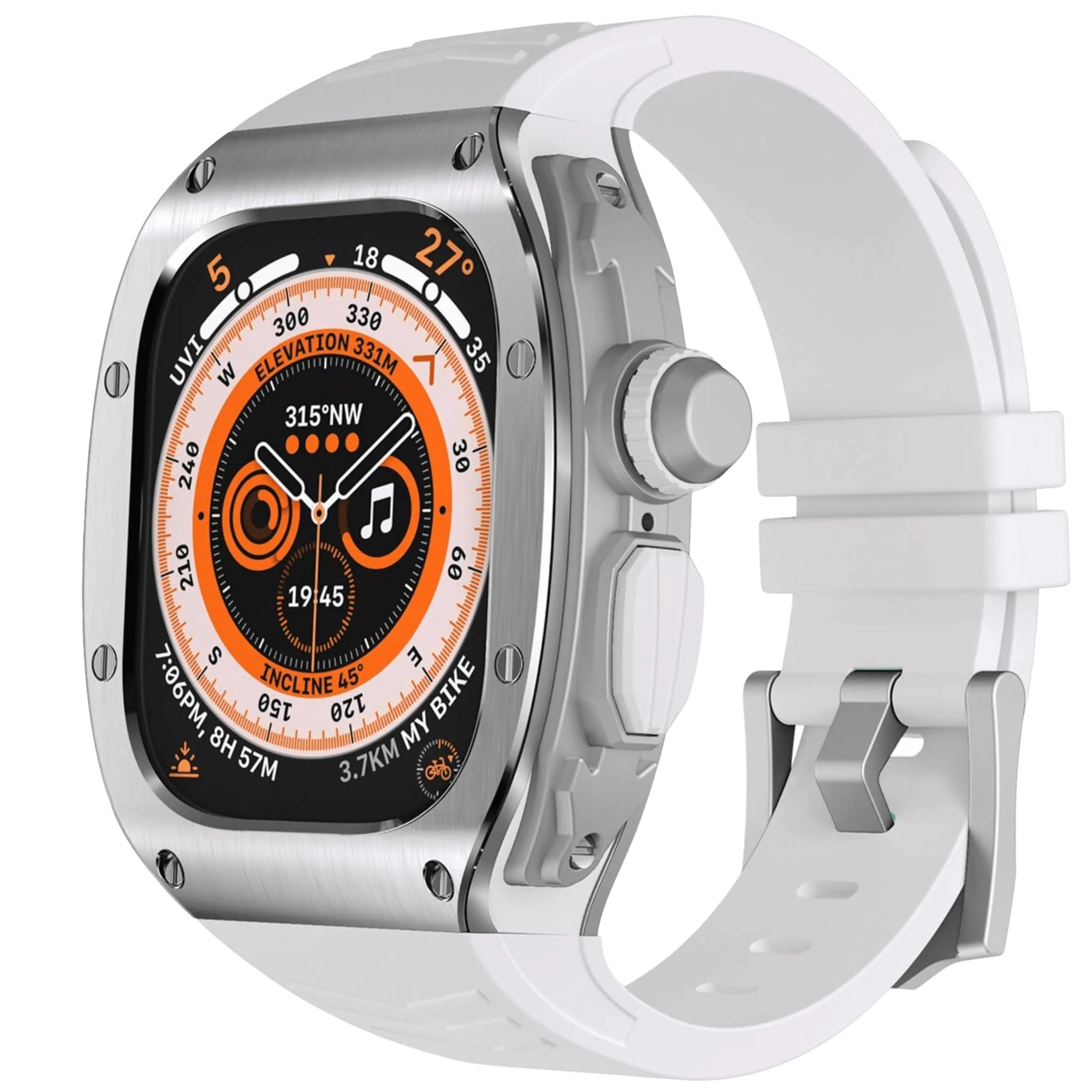 Rustfritt stål-etui og silikonrem for Apple Watch Ultra