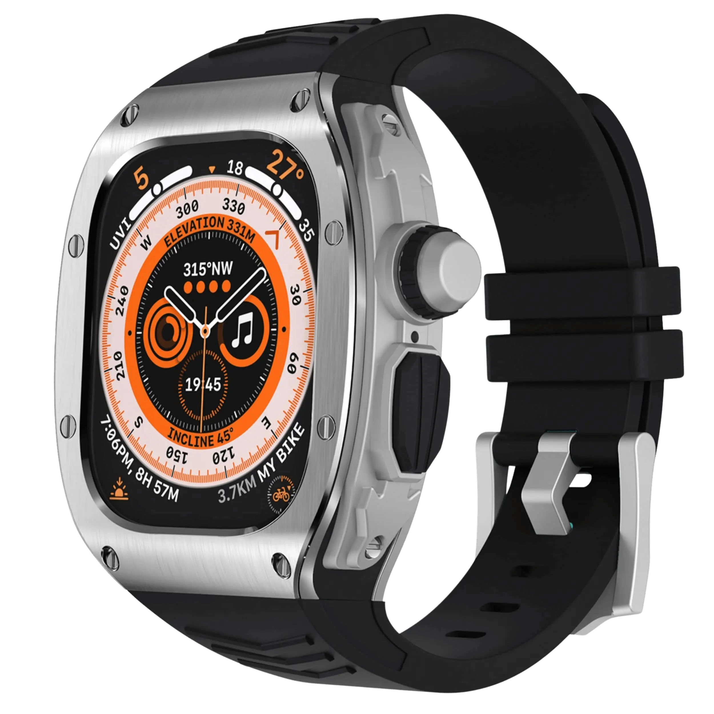 Rustfritt stål-etui og silikonrem for Apple Watch Ultra