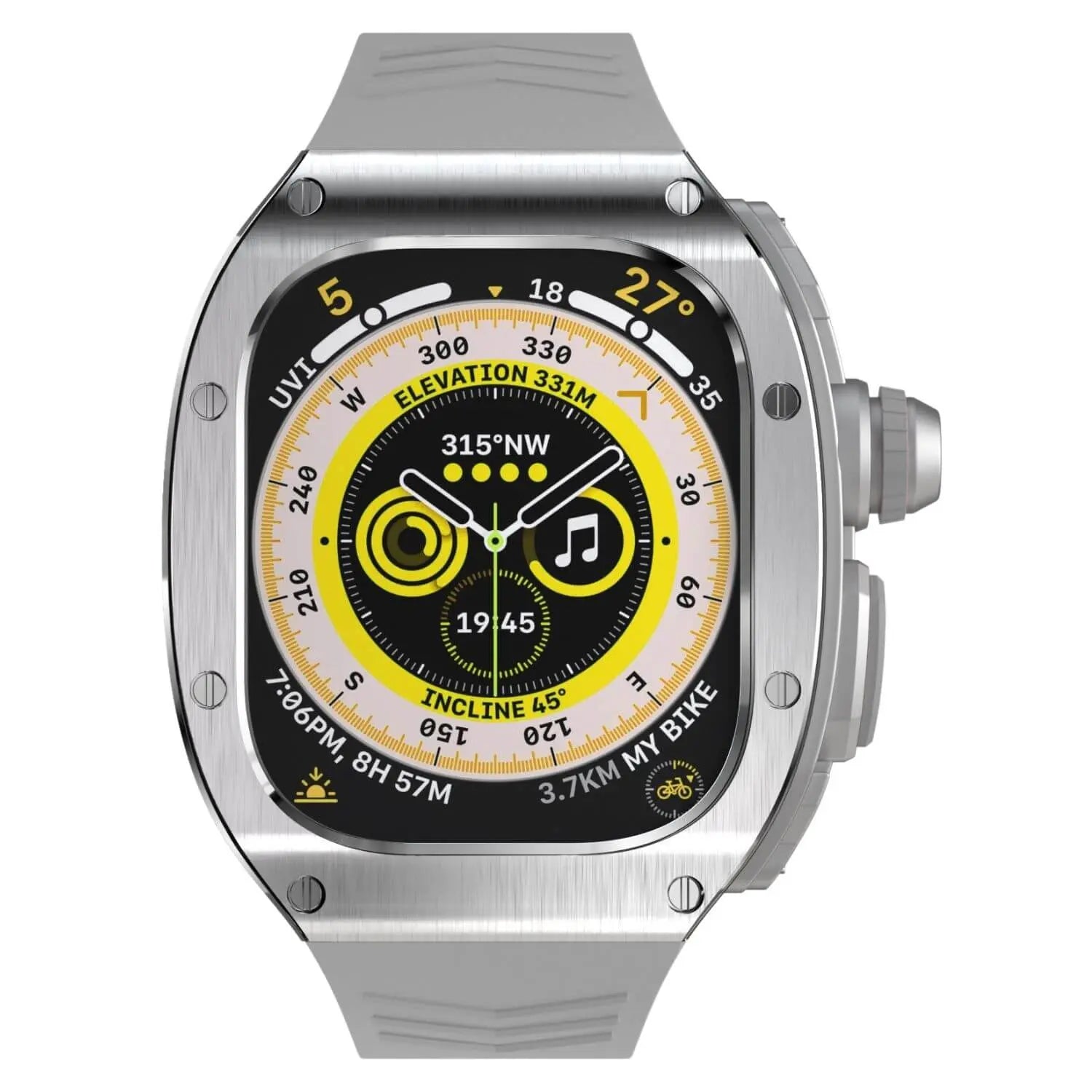 Rustfritt stål-etui og silikonrem for Apple Watch Ultra