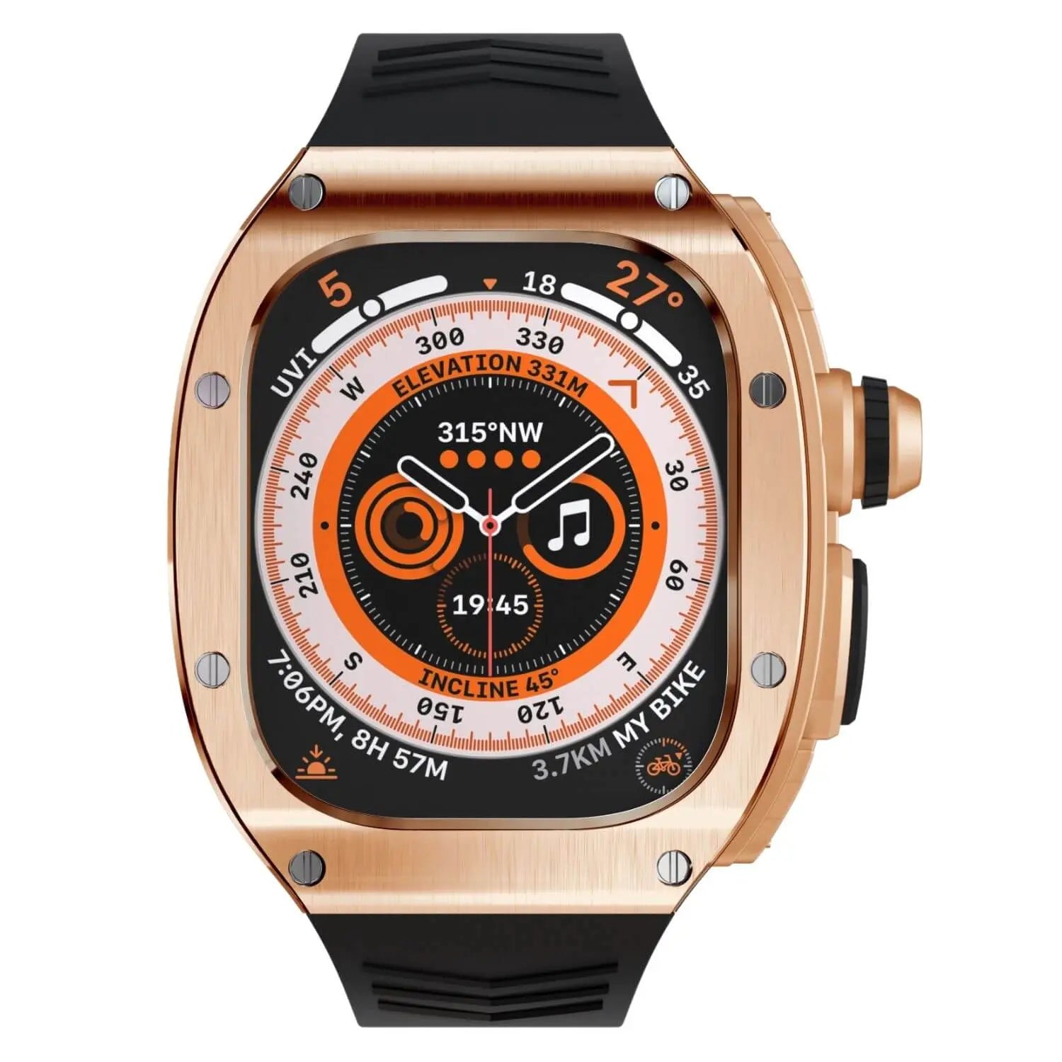 Rustfritt stål-etui og silikonrem for Apple Watch Ultra