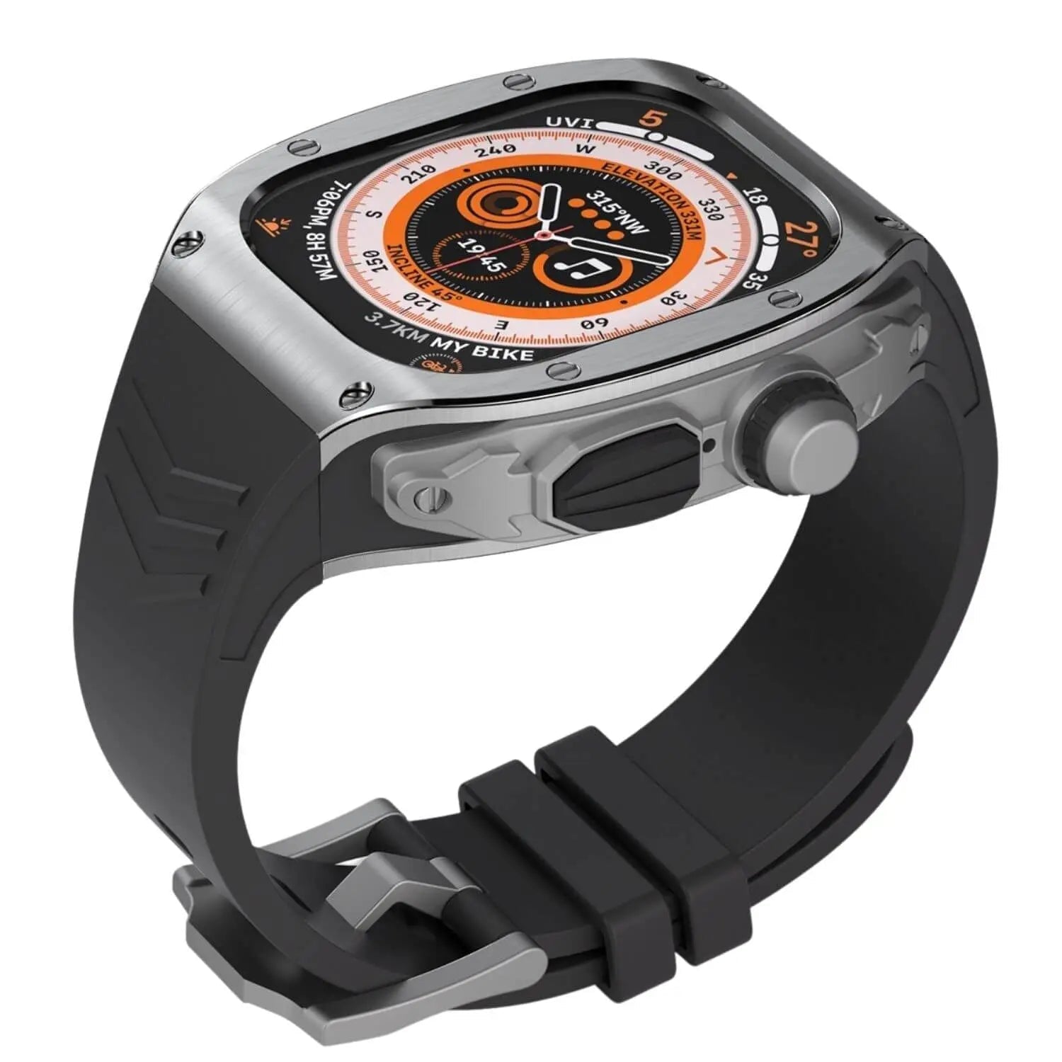 Rustfritt stål-etui og silikonrem for Apple Watch Ultra