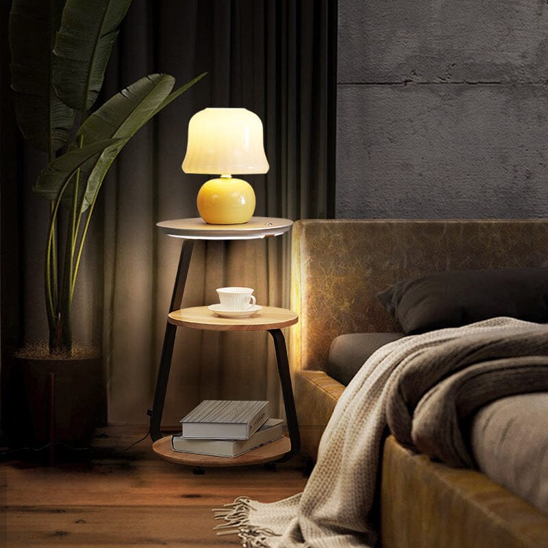 Novae Chestnut Three-In-One Table Lamp With Wireless Charging