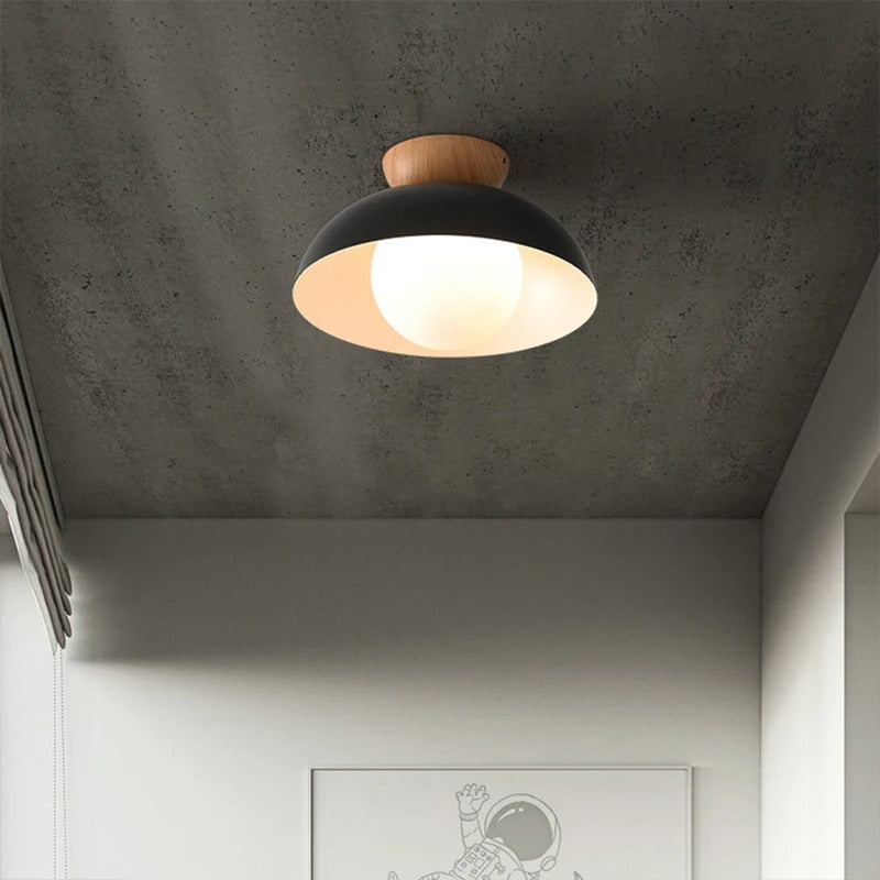 Asterra Nordic Wood and Iron Accent Ceiling Light for Hallways