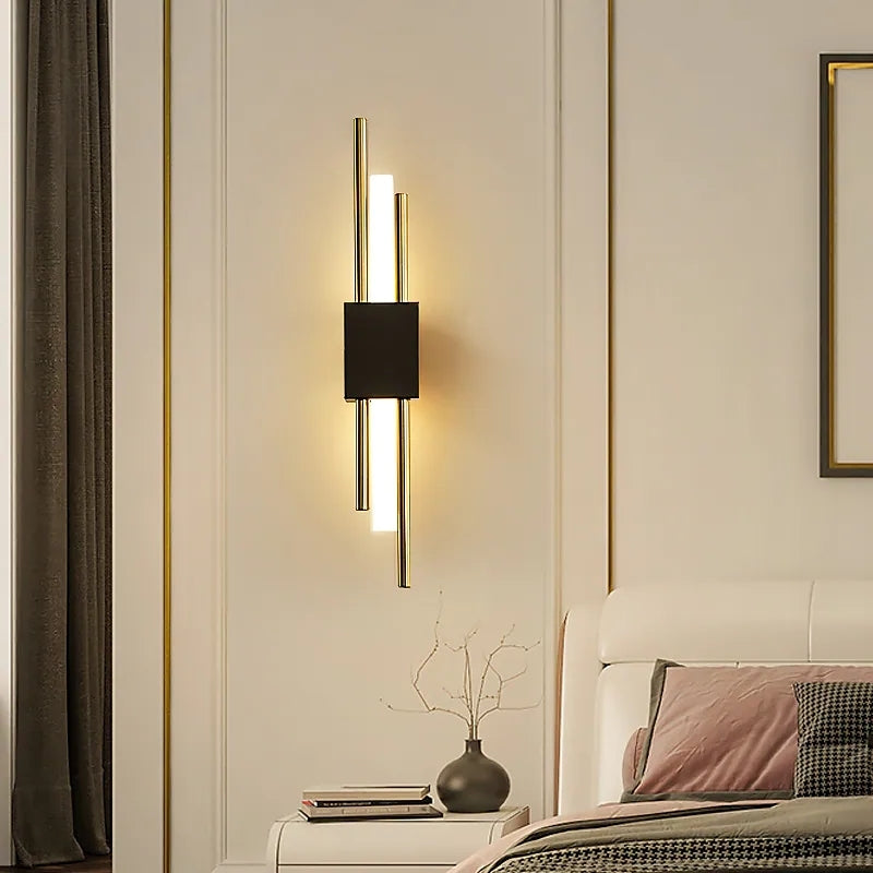 Lorien | Black and Gold Modern LED Wall Lamp for Bedroom