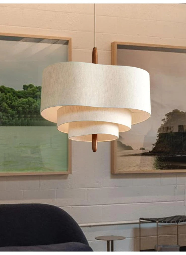 Elara Tiered Fabric Pendant Light with Three Layered Shades