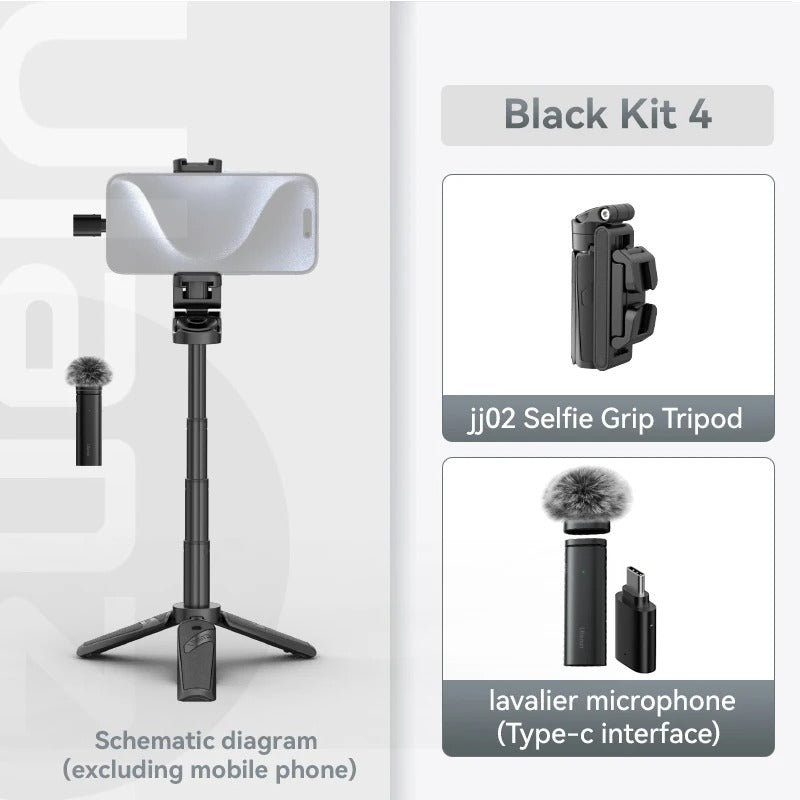 Bluetooth selfie tyč s tripodem – 4-sekční roztažitelná otočná rukojeť pro stabilní snímky