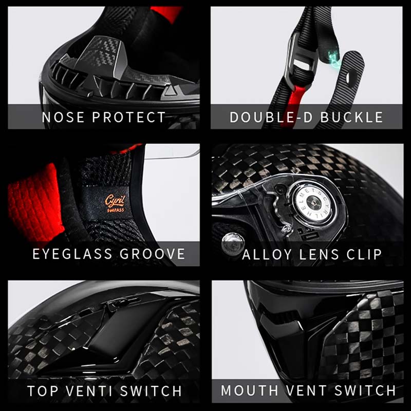 Lehká karbonová přilba na motorku AH018 s celotvářovým krytem - schváleno DOT a ECE