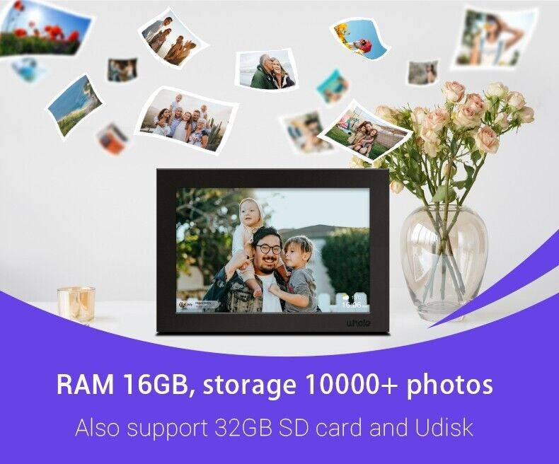 Bingkai Foto Digital WiFi 10.1 inci dengan Skrin Sentuh HD 1080P