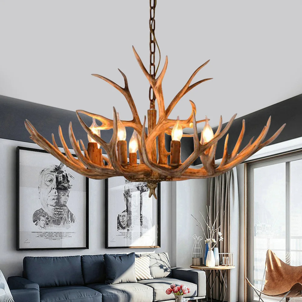 Rustic Glowing Antler Chandelier