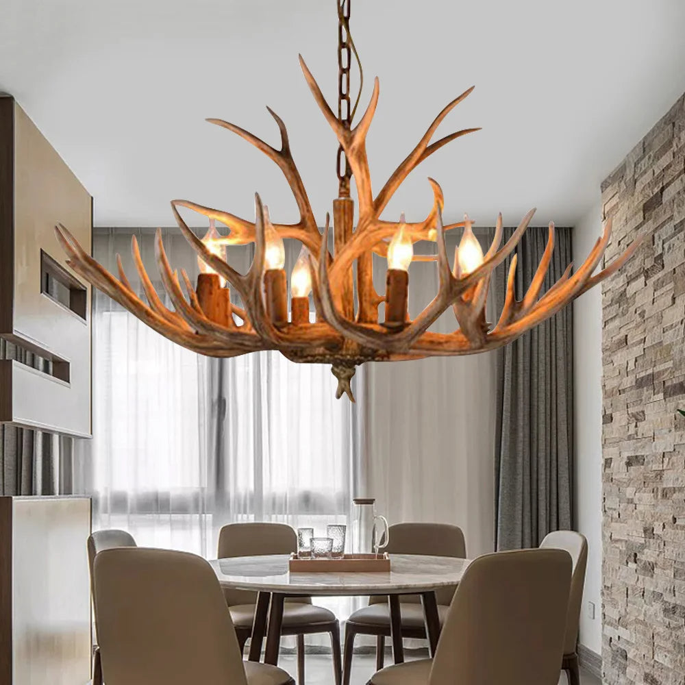 Rustic Glowing Antler Chandelier