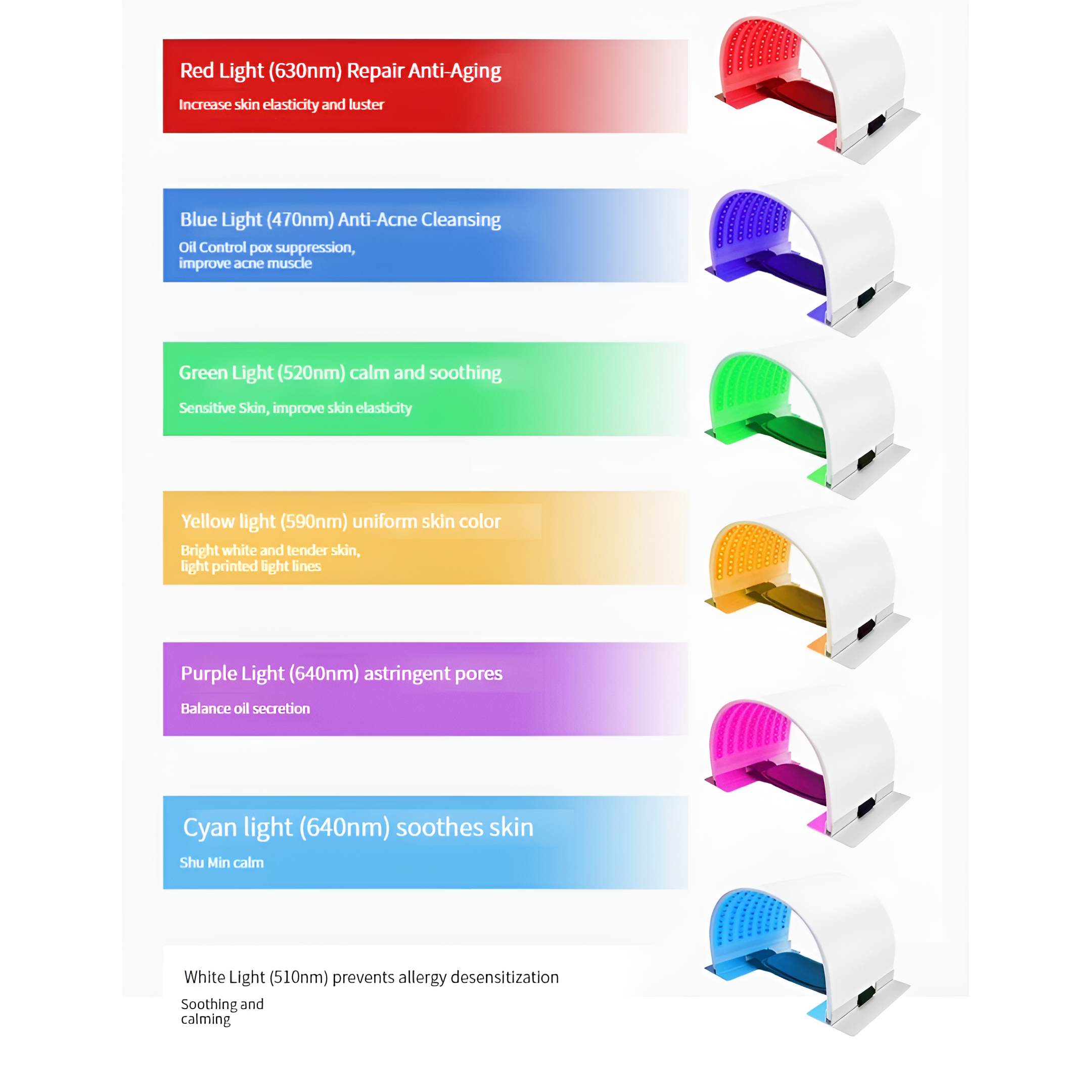 LED Light Therapy 7 Color Photon for Skin Rejuvenation