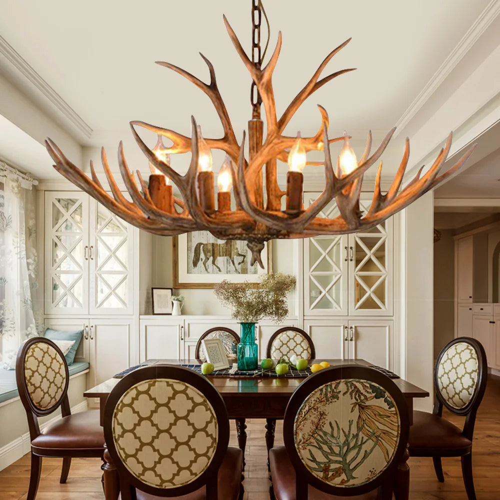 Rustic Glowing Antler Chandelier