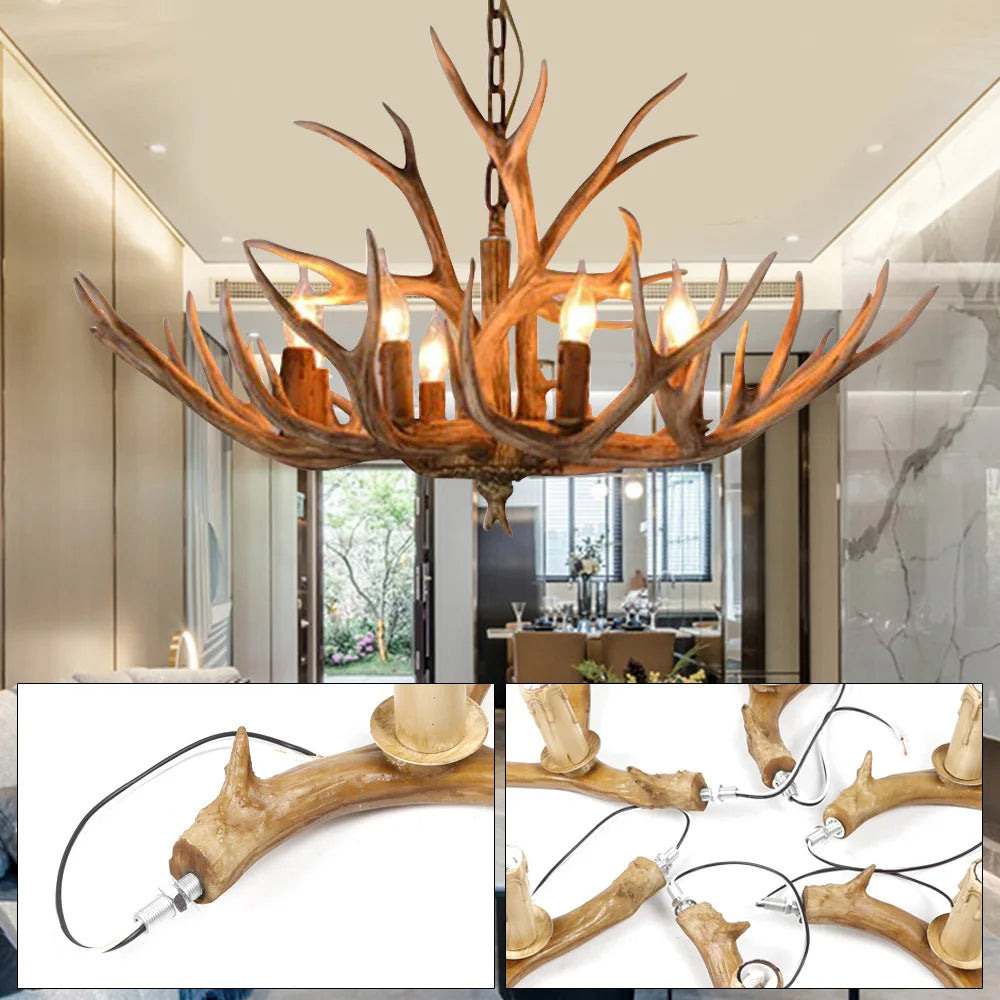 Rustic Glowing Antler Chandelier