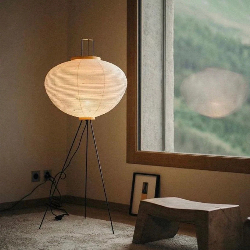 Aeris Tripod Floor Lamp With Handwoven Mulberry Paper Shade