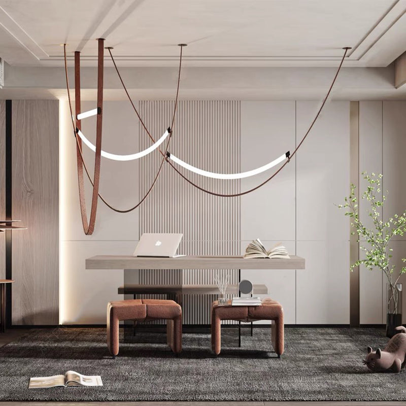 Aurelia Nordic Belt Leather Chandelier in Warm Brown