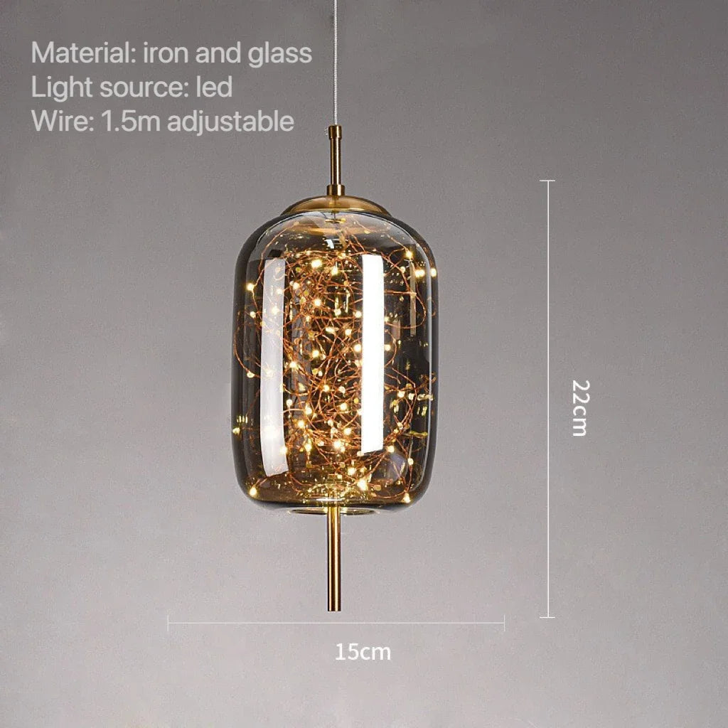 Astris Glow Glass Pendant Lamp With Smoky Shade For Celestial Ambience