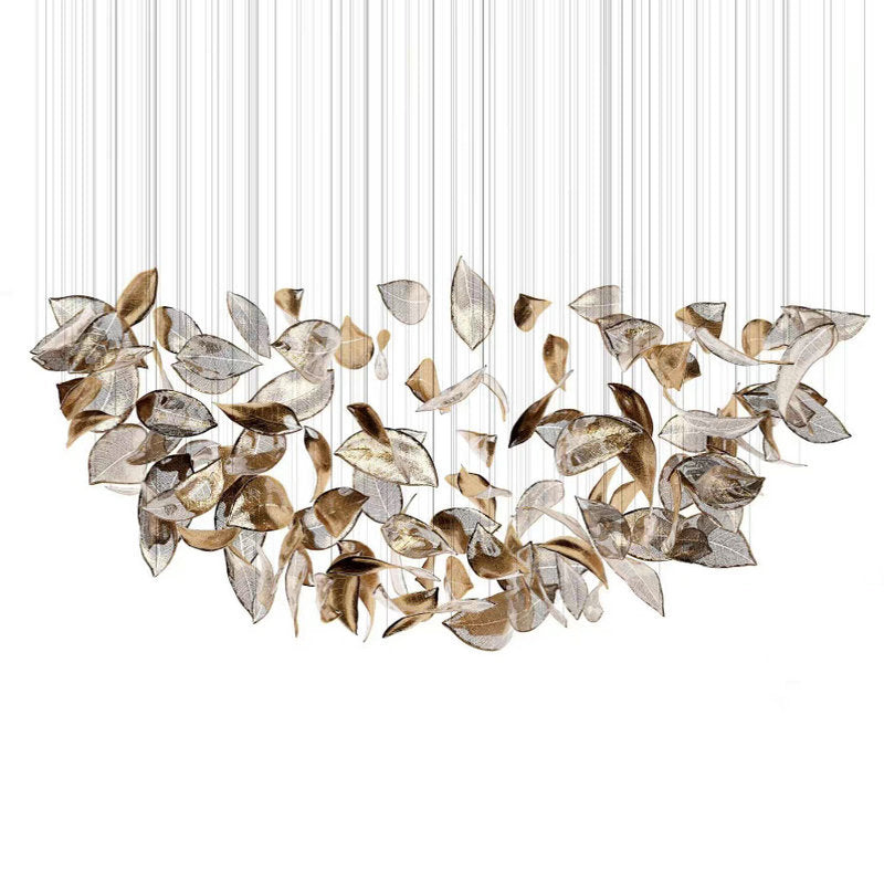 Verdanta Glass Leaves Pendant Light With Soft Golden Glow