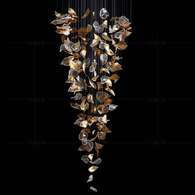 Verdanta Glass Leaves Pendant Light With Soft Golden Glow