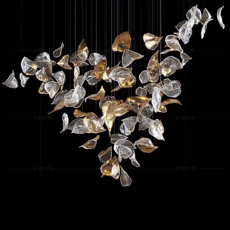 Verdanta Glass Leaves Pendant Light With Soft Golden Glow
