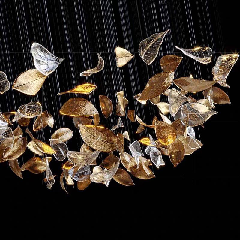 Verdanta Glass Leaves Pendant Light With Soft Golden Glow