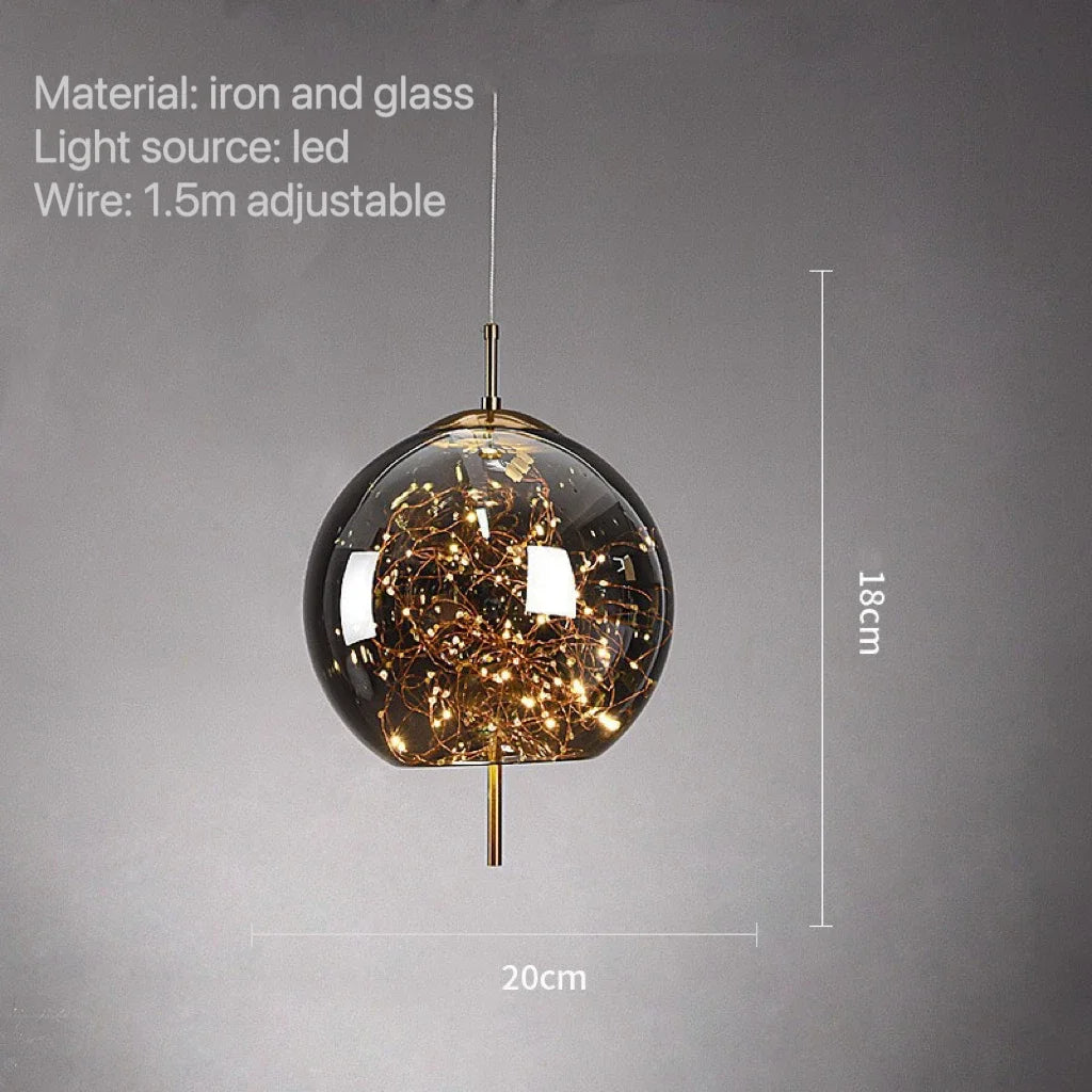 Astris Glow Glass Pendant Lamp With Smoky Shade For Celestial Ambience