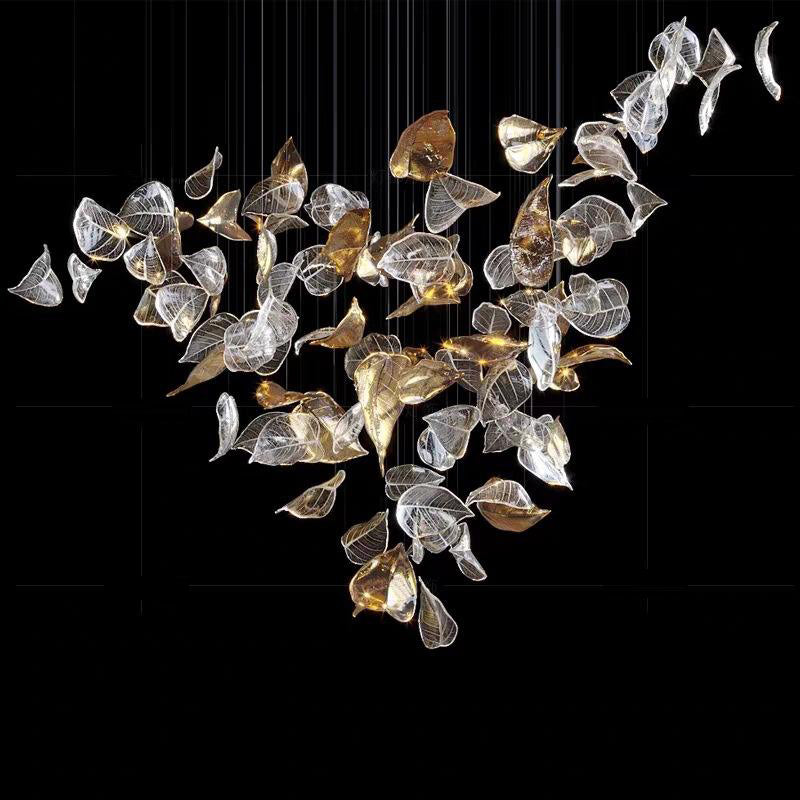 Verdanta Glass Leaves Pendant Light With Soft Golden Glow