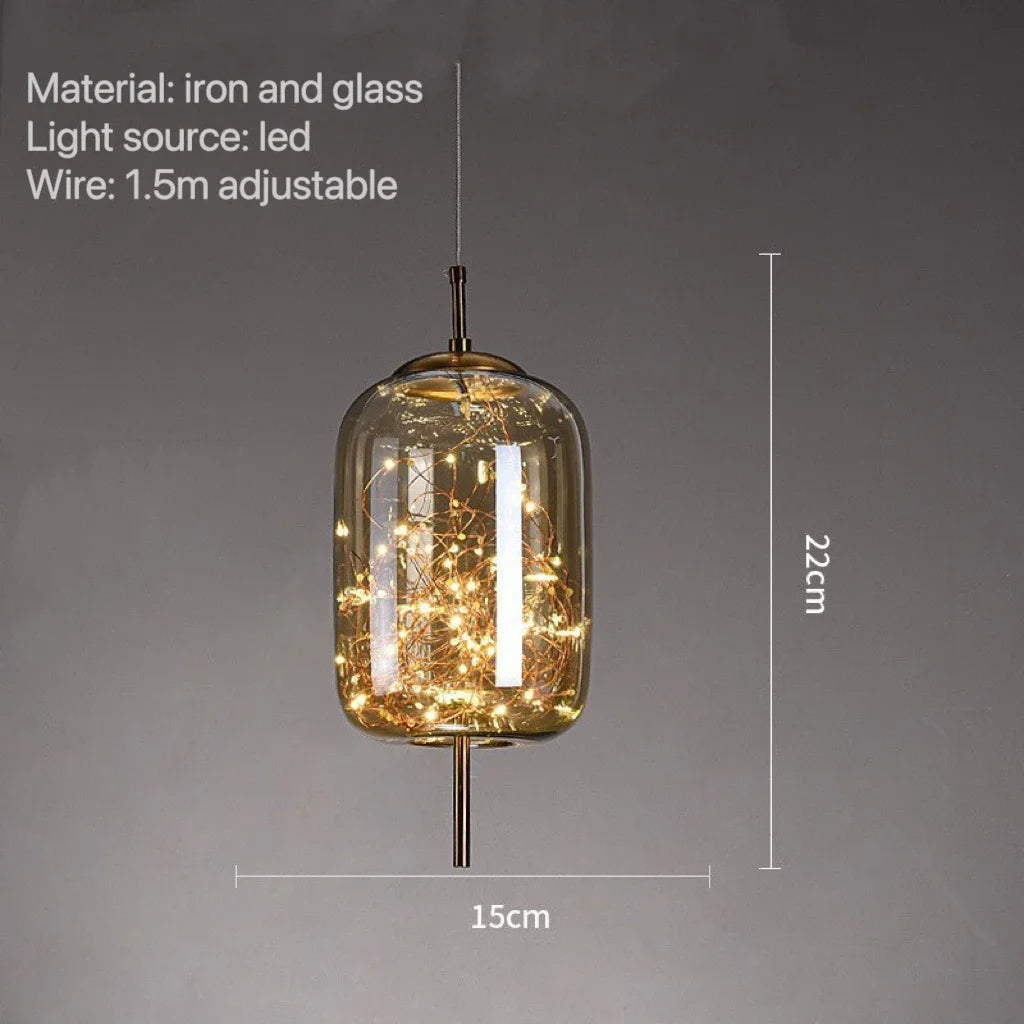 Astris Glow Glass Pendant Lamp With Smoky Shade For Celestial Ambience