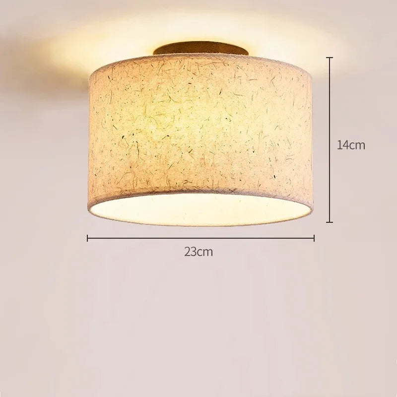 Hikari Rice Paper Ceiling Lamp With Warm Wood Accents Flush Mount