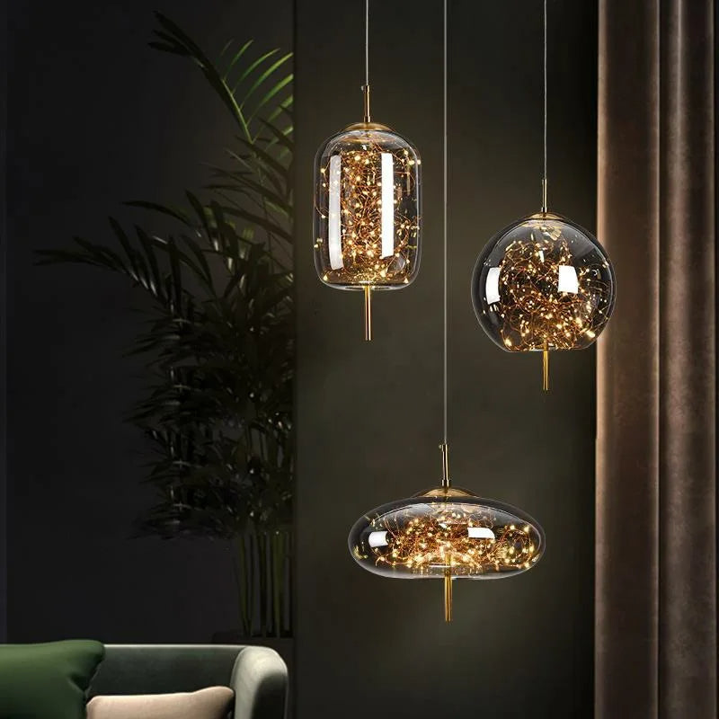 Astris Glow Glass Pendant Lamp With Smoky Shade For Celestial Ambience