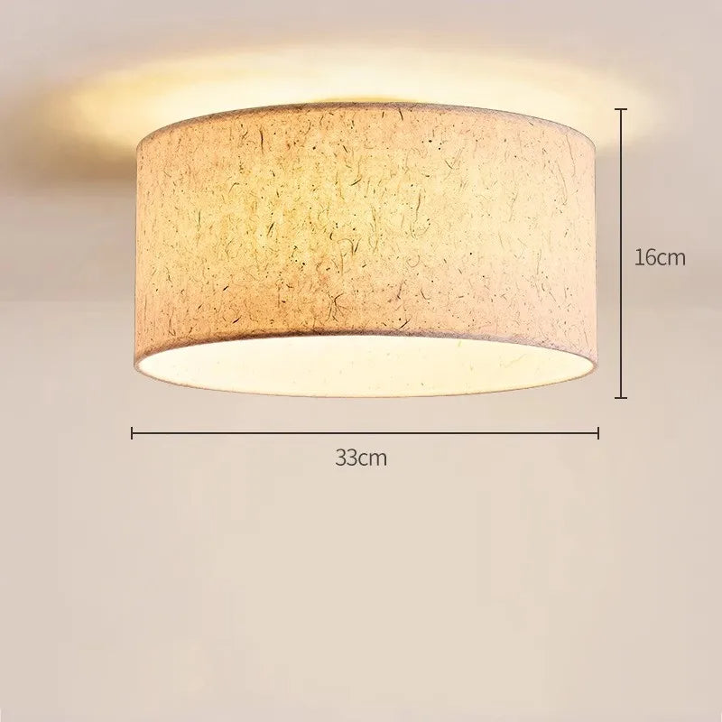 Hikari Rice Paper Ceiling Lamp With Warm Wood Accents Flush Mount