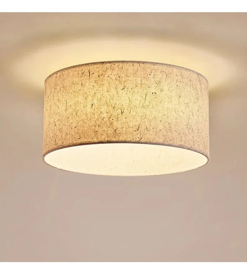 Hikari Rice Paper Ceiling Lamp With Warm Wood Accents Flush Mount