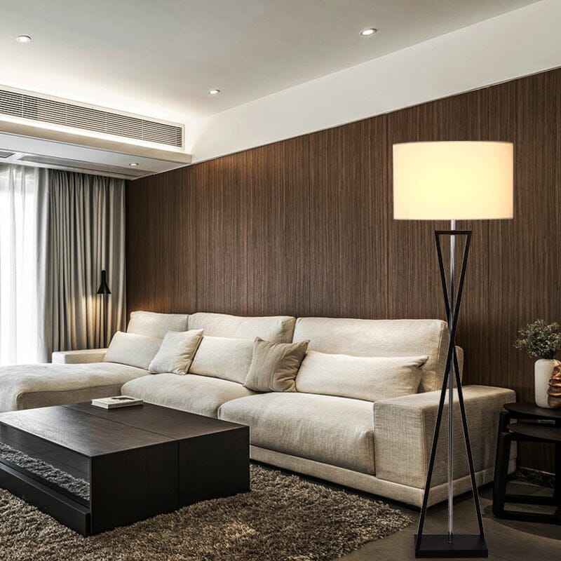 Lyra Twist Floor Lamp In Premium Iron With Fabric Shade