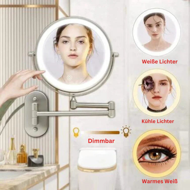 Gold rechargeable LED magnifying mirror for make-up and bathroom