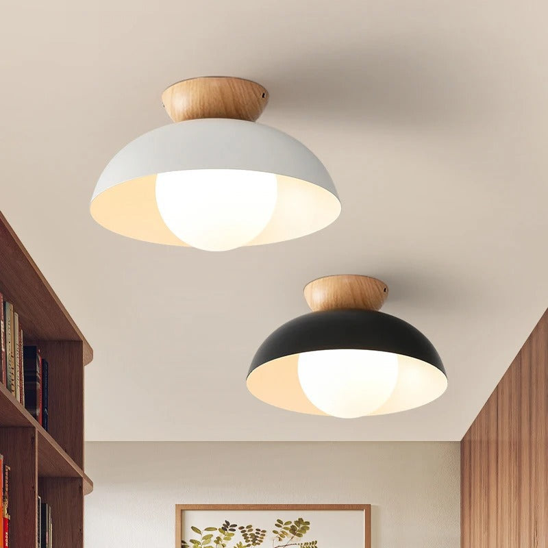 Asterra Nordic Wood and Iron Accent Ceiling Light for Hallways