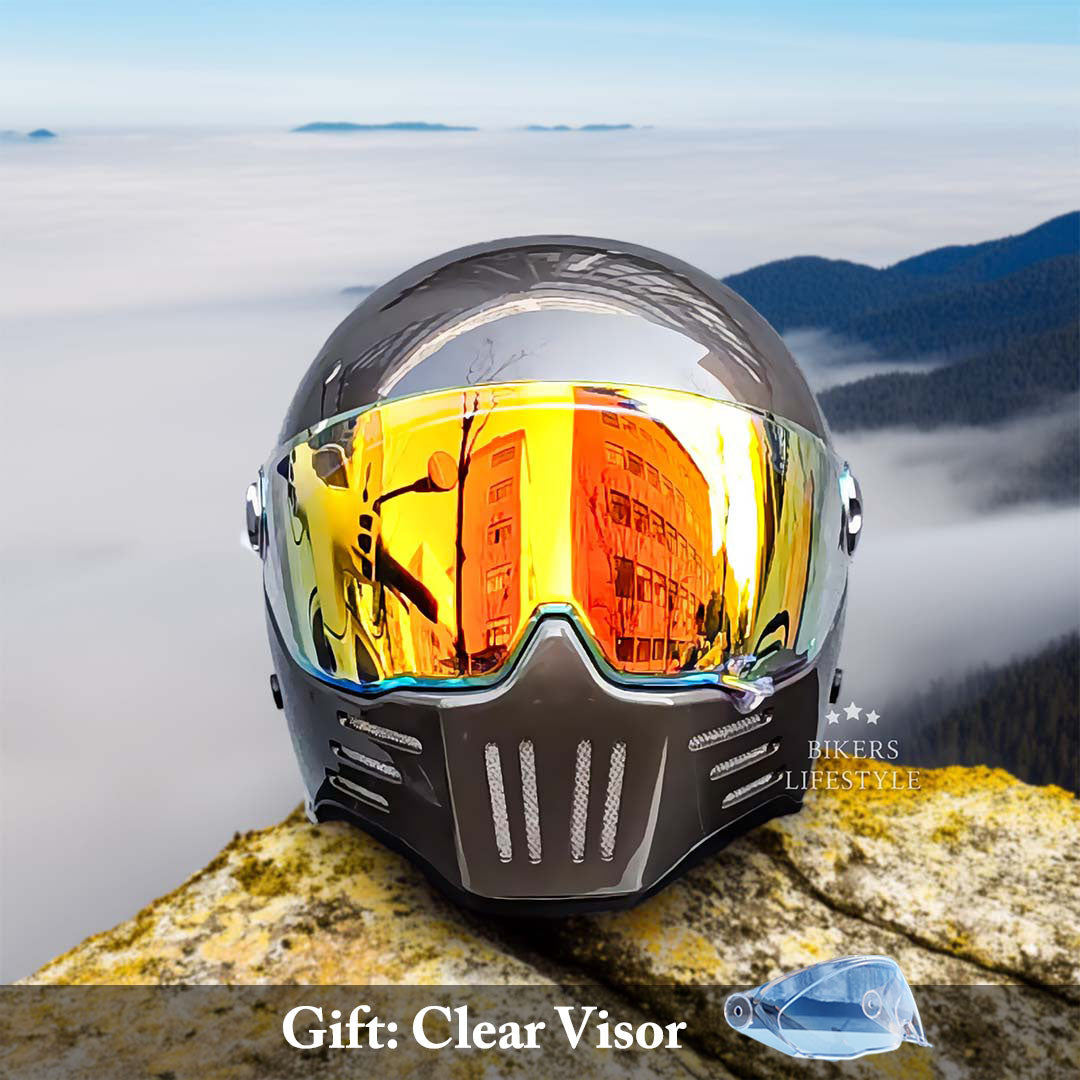 Přilba na motocykl typu Full Face Cruiser | Červený štít - schváleno DOT a ECE