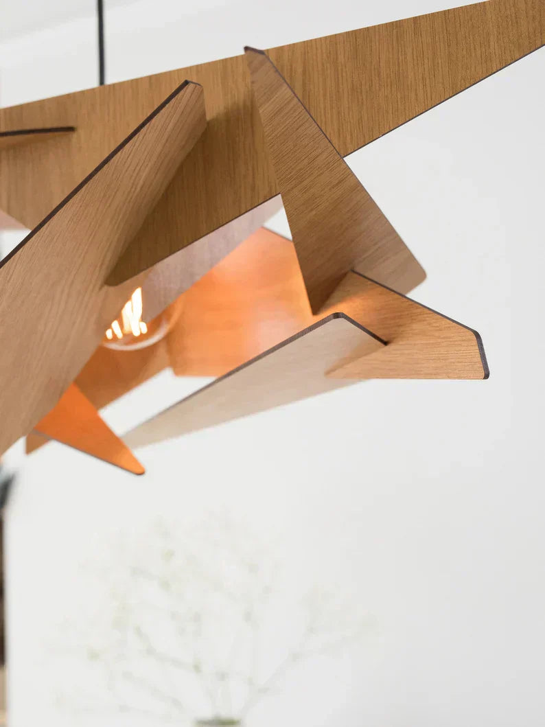 Aurelia Geometric Wood Pendant Light Handcrafted with Warm Glow