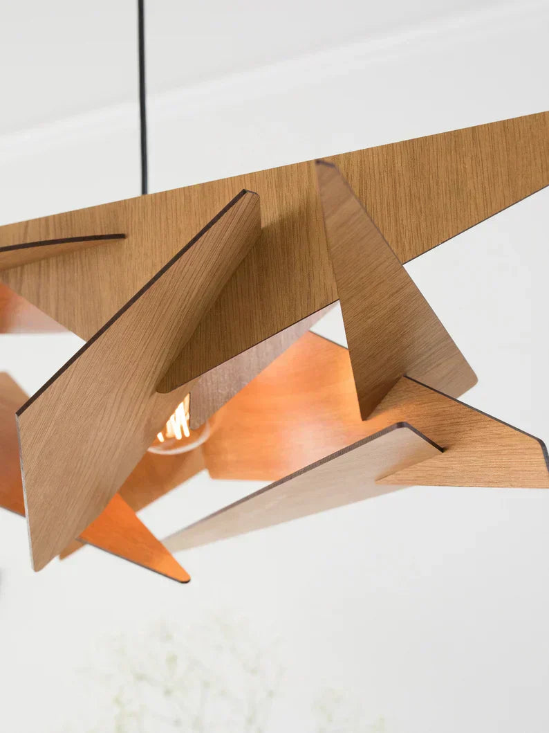 Aurelia Geometric Wood Pendant Light Handcrafted with Warm Glow