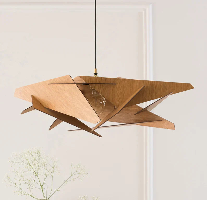 Aurelia Geometric Wood Pendant Light Handcrafted with Warm Glow