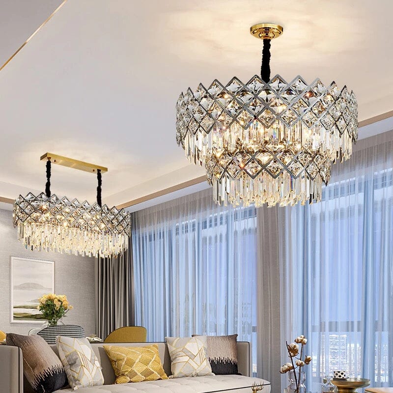 Nymera Crystal Two Tier Chandelier With Chrome Finish