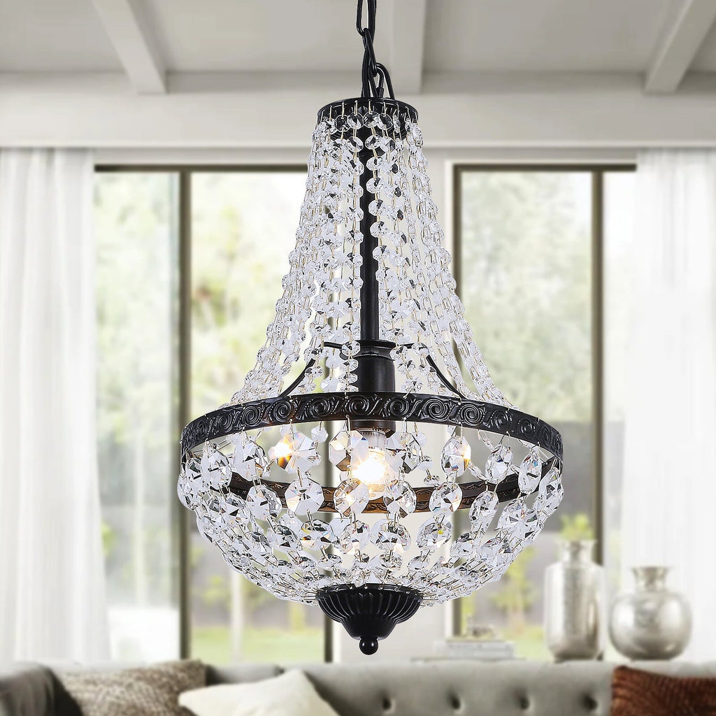 Lyrae Handmade Premium Crystal Chandelier With Matte Black Metalwork