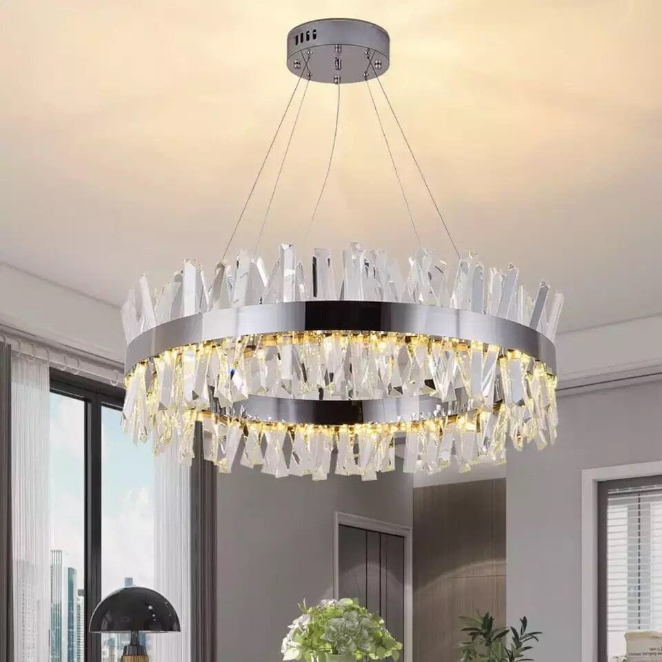 AstraLume Chrome Crystal Chandelier in Stainless Steel With K9 Crystals