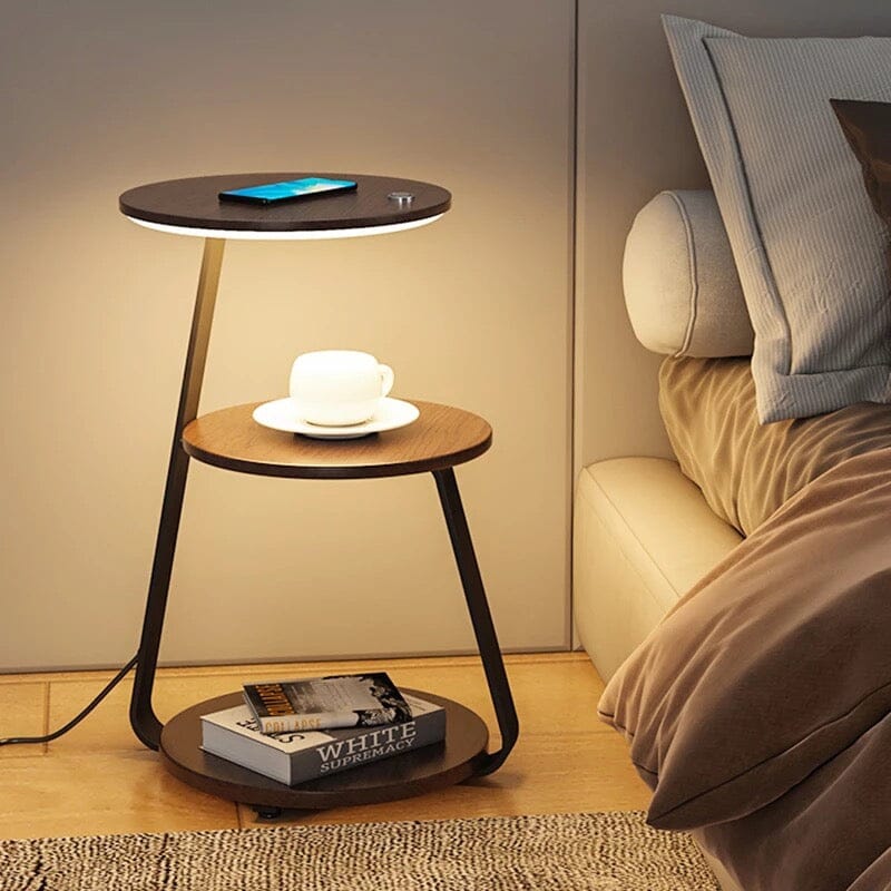Novae Chestnut Three-In-One Table Lamp With Wireless Charging