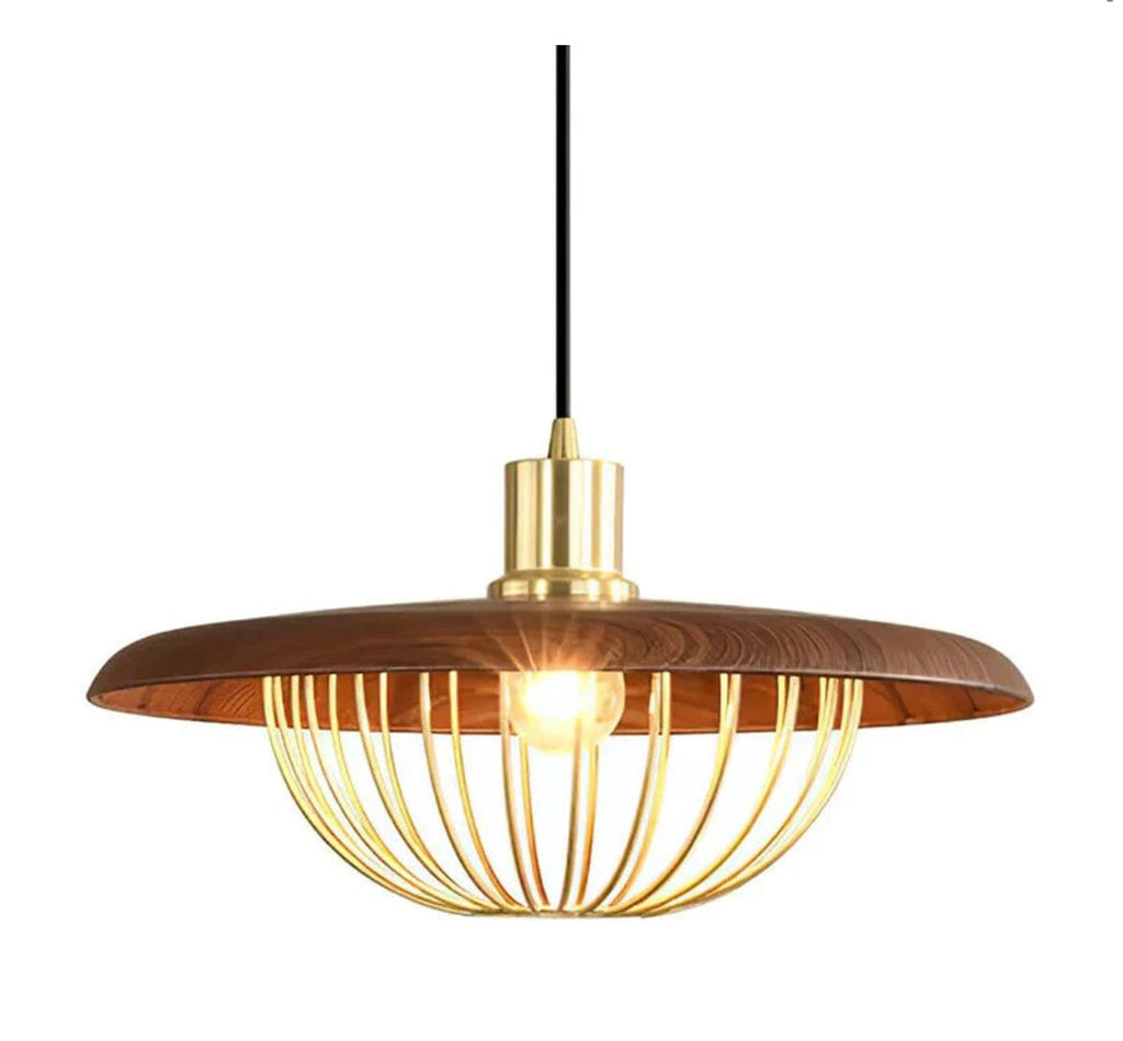 Liora Oakwood Style LED Pendant Light With Metal Accents