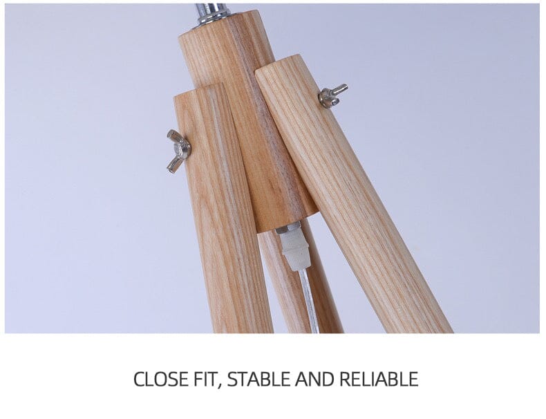 Liora Floor Lamp With Natural Wood Body And Cream Linen Shade