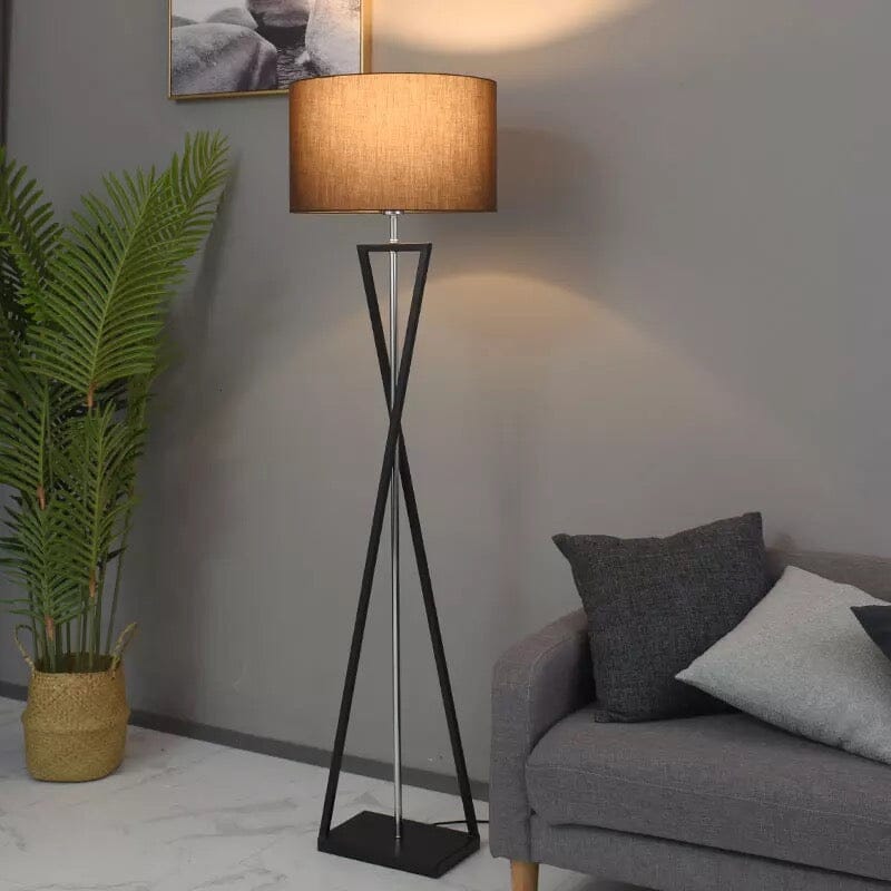 Lyra Twist Floor Lamp In Premium Iron With Fabric Shade
