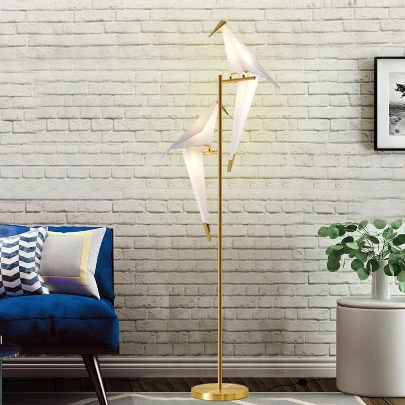 LyraBird Floor Lamp With Scandinavian Acrylic Bird Shade